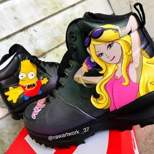 Custom Barbie x Bart Simpson Nike boots